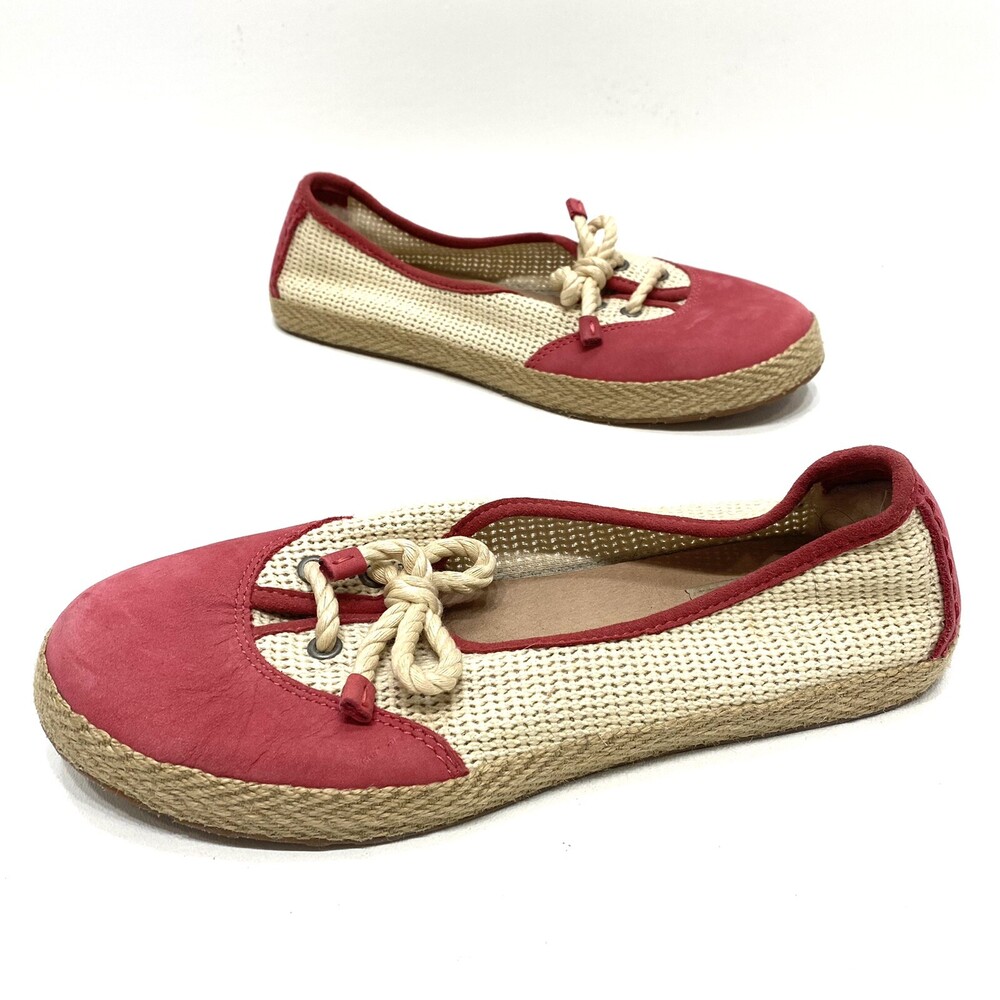 Ugg Australia Catrin Flats Natural Red Leather Womens Size 6.5 GREAT!